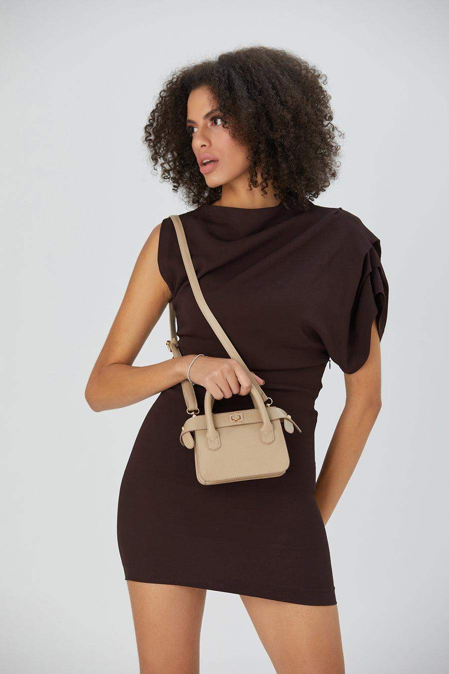 Seven Streets Beige Nude Sand Earth Tone Mini Bag - seven.streets - Liverpool
