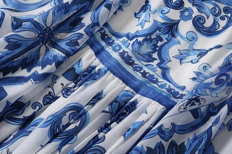 Floor length dress summer prints flare sleeve casual long party dress