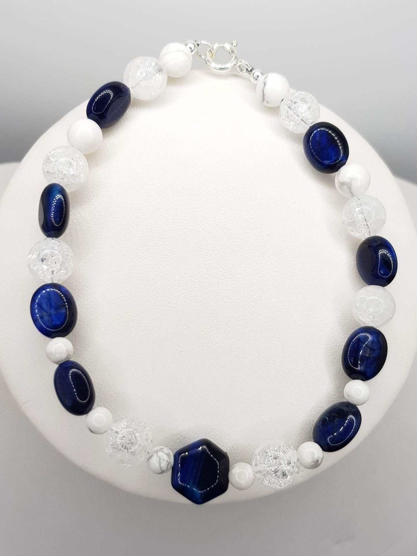 Touch of Gems: Crackled quartz and blue tigers eye bracelet - seven.streets - Liverpool