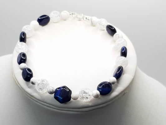 A Touch of Gems: Crackled quartz and blue tigers eye bracelet