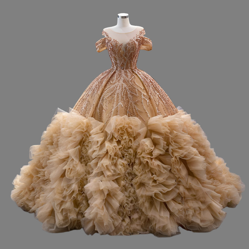 Luxurious Beaded Lace Prom Gown – Custom or Standard Sizing