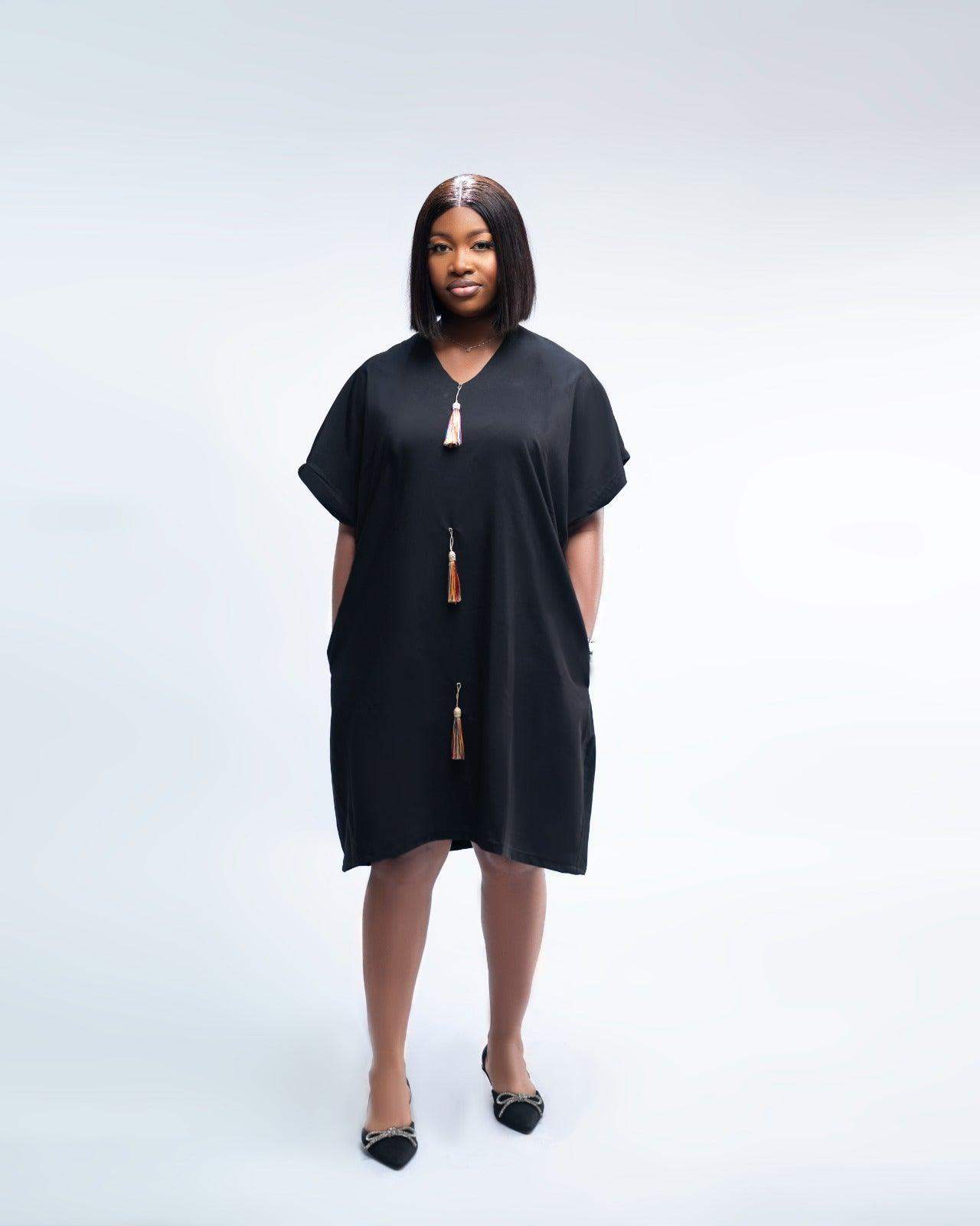 Black kaftan shift dress enclozure thrillz