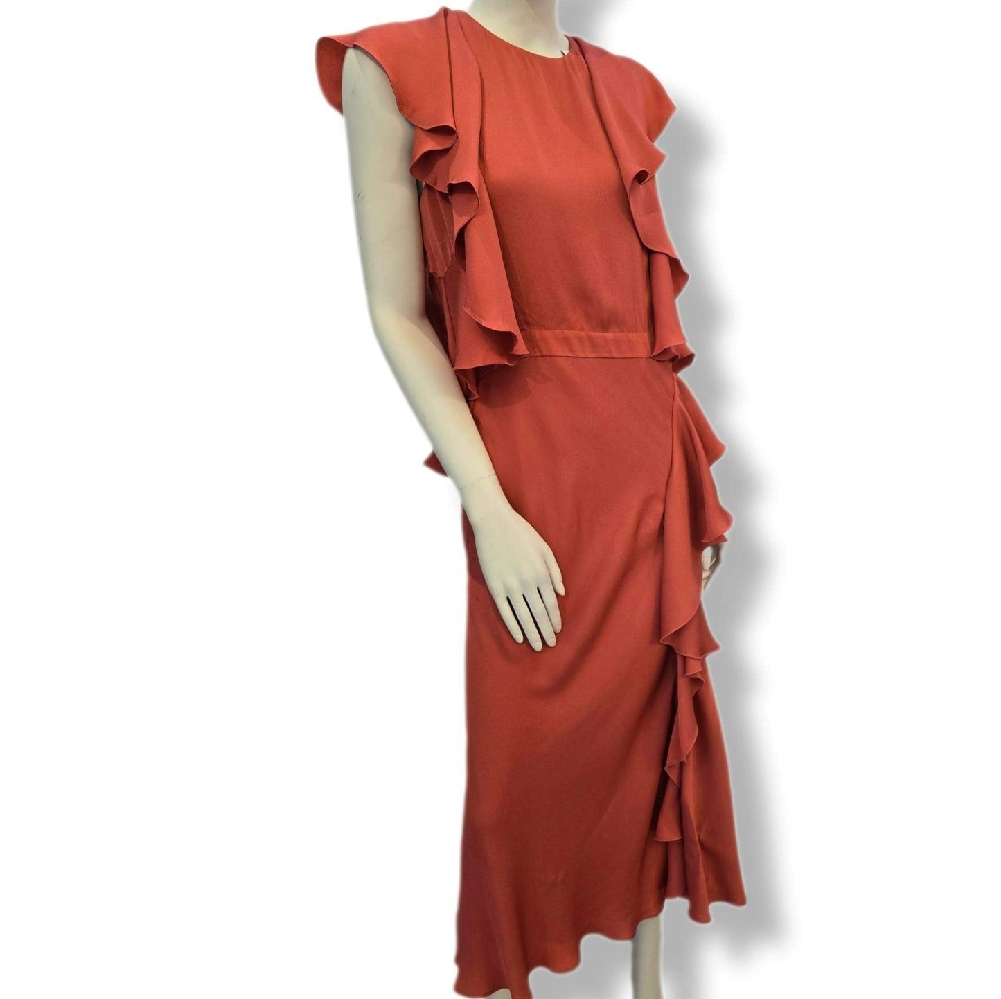 Alexander McQueen coral pink midi vintage dress size 10