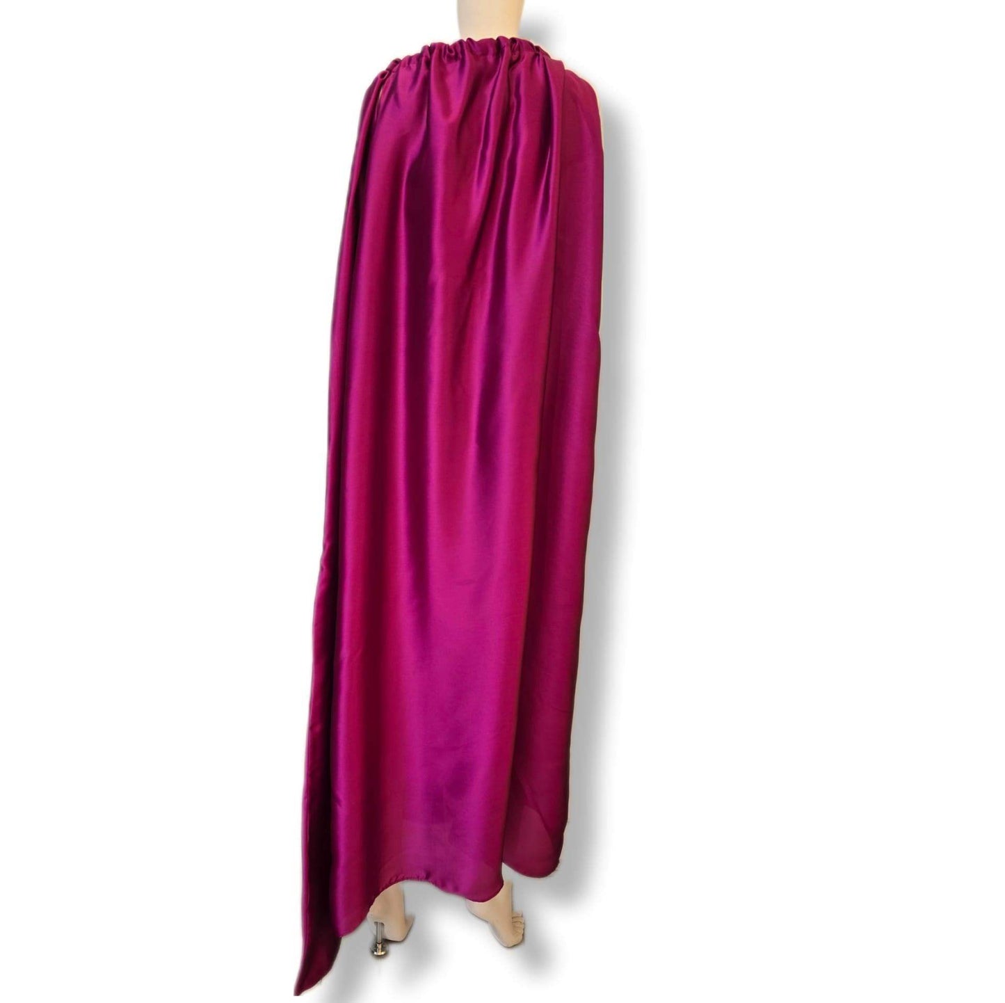 Fuchsia purple maxi dress with detachable rose – flowy & elegant UK 10 size (Medium)