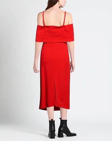 Victoria Beckham Off-Shoulder Bandeau Dress - Tomato (UK 8) (preloved)