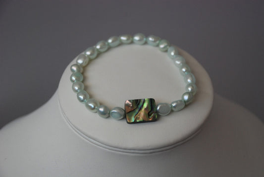 A Touch of Gems: Abalone and Freshwater Pearl Bracelet