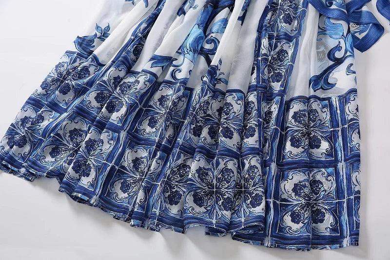 Floor length dress summer prints flare sleeve casual long party dress
