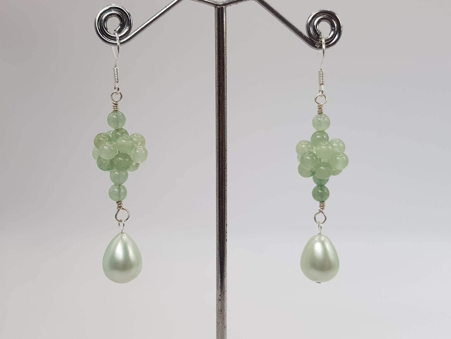 Touch of Gems: Green Aventurine & Shell Pearl Earrings - seven.streets - Liverpool