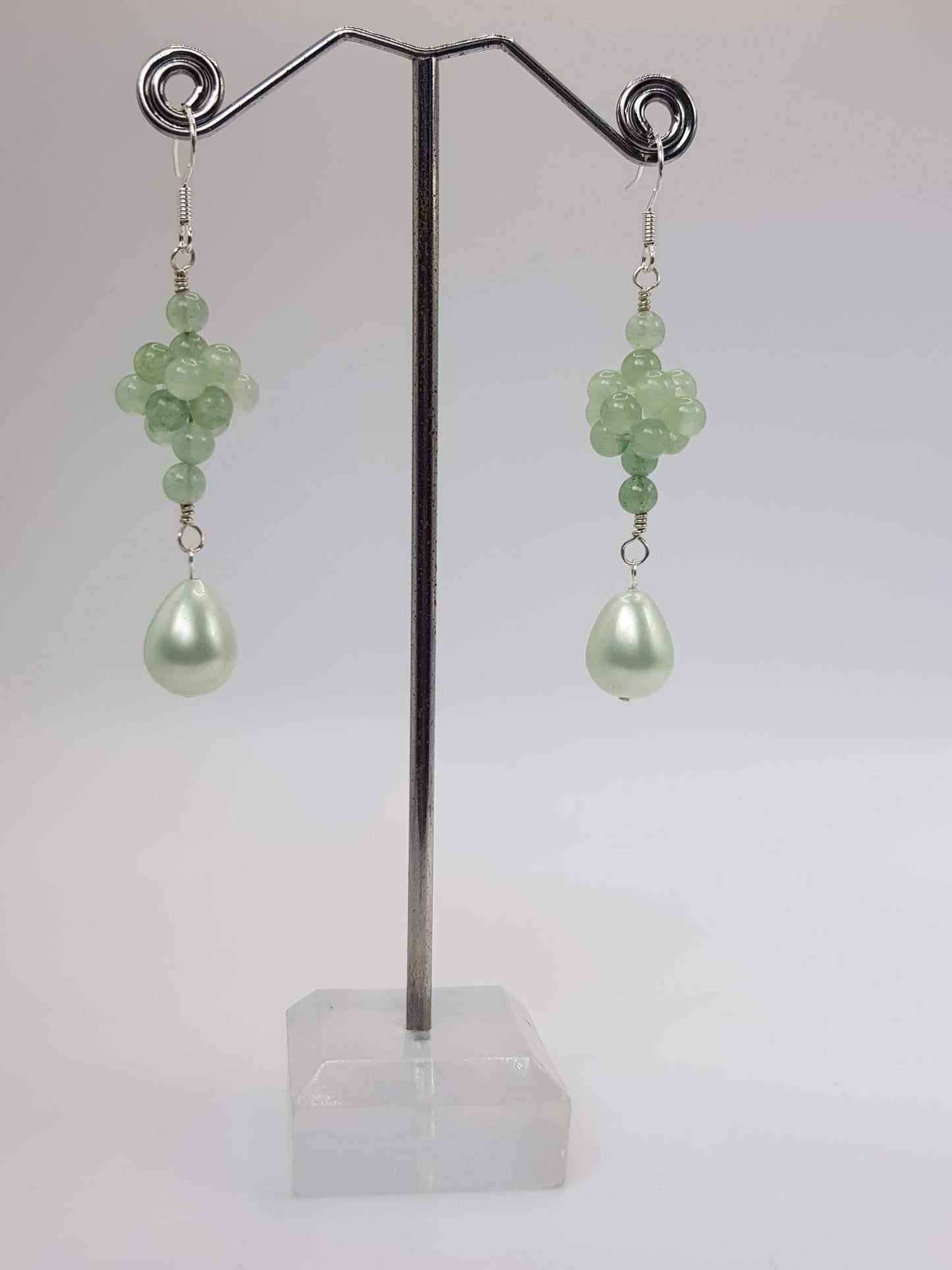 Touch of Gems: Green Aventurine & Shell Pearl Earrings - seven.streets - Liverpool