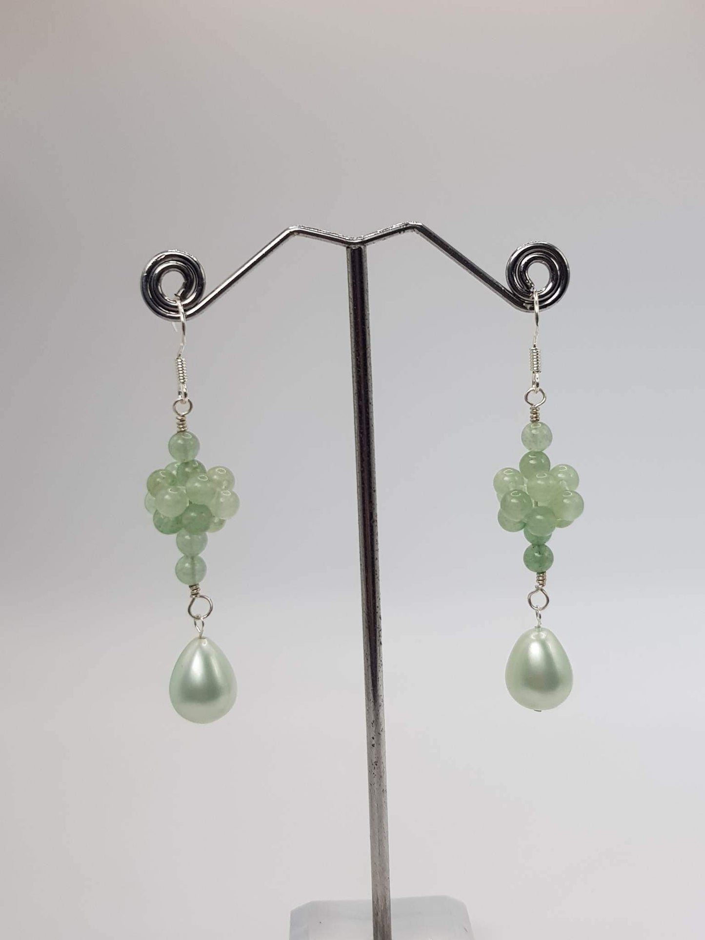 Touch of Gems: Green Aventurine & Shell Pearl Earrings - seven.streets - Liverpool