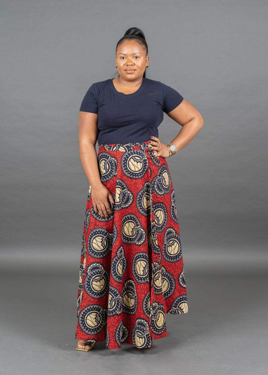 Multicoloured Ankara Print Maxi Wrap Skirt UK Size 14 – seven