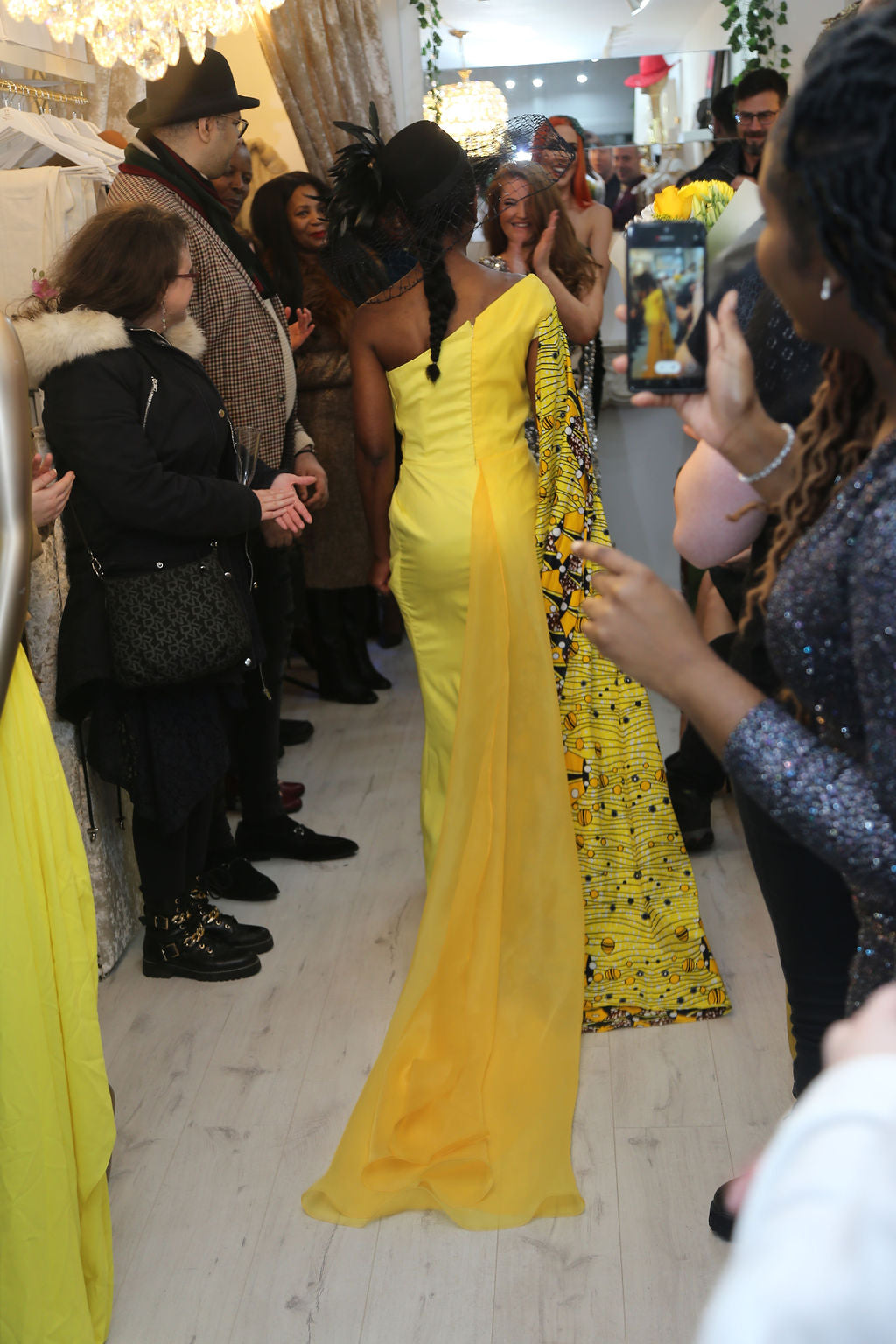 Women's Elegant Yellow Maxi Dress Long Sleeve Thigh Split One Shoulder Detail