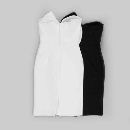 Strapless designer women bow tie mini bandage dress white bow wedding dress