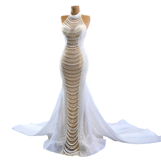 Halter Neck Mermaid Designer Dress Wedding, Prom Ball Gown