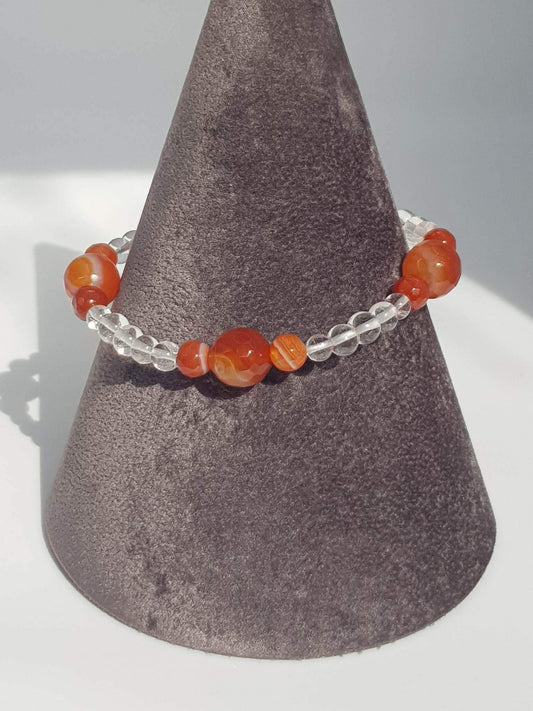 Touch of Gems: Clear Quartz and Sardonyx Bracelet - seven.streets - Liverpool