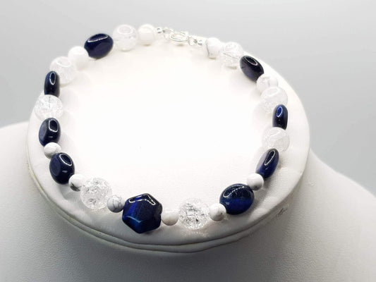 Touch of Gems: Crackled quartz and blue tigers eye bracelet - seven.streets - Liverpool