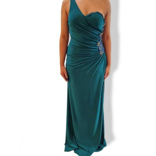 Diamante Detail Maxi Dress Size Medium in Teal - seven.streets - Liverpool