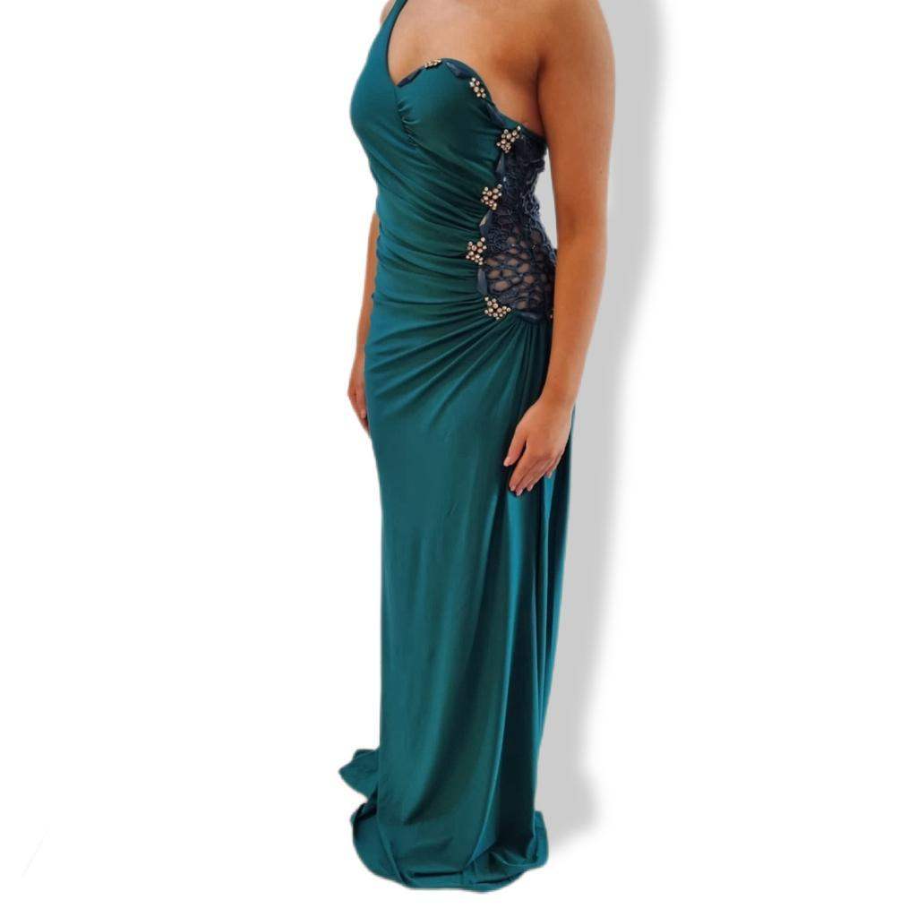 Diamante Detail Maxi Dress Size Medium in Teal - seven.streets - Liverpool