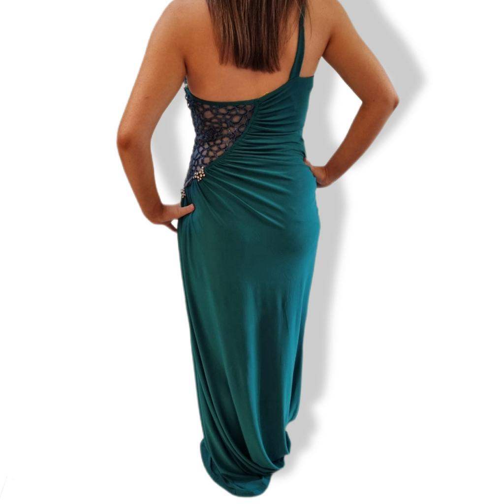 Diamante Detail Maxi Dress Size Medium in Teal - seven.streets - Liverpool