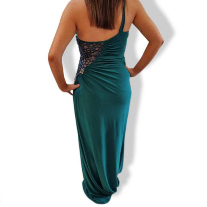Diamante Detail Maxi Dress Size Medium in Teal - seven.streets - Liverpool