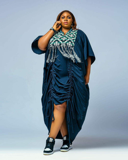 Kaftan Blue dress with pattern feature by Jazz Effect