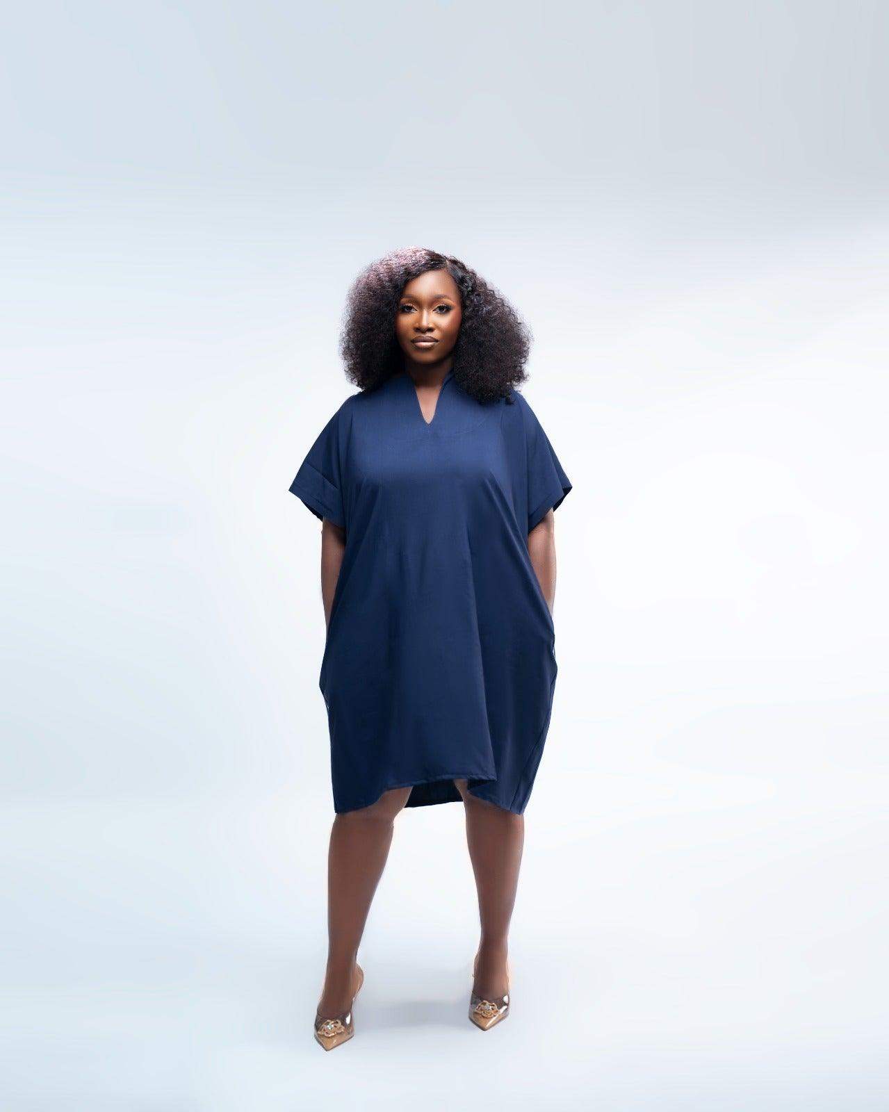 Navy blue kaftan shift dress by enclozure thrillz