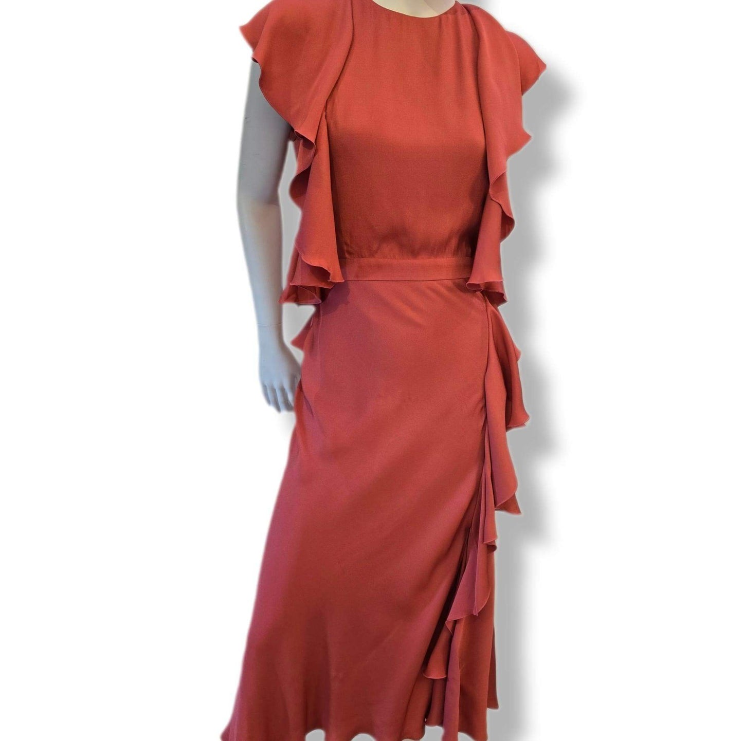 Alexander McQueen coral pink midi vintage dress size 10