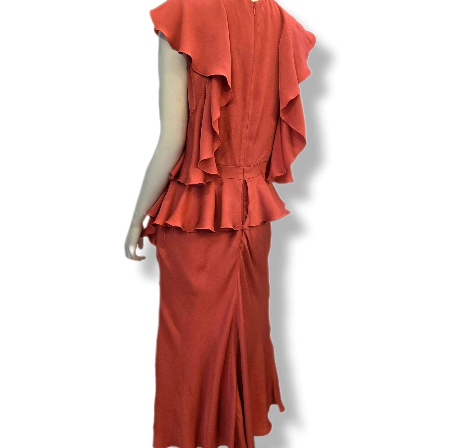 Alexander McQueen coral pink midi vintage dress size 10