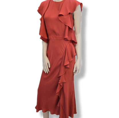 Alexander McQueen coral pink midi vintage dress size 10
