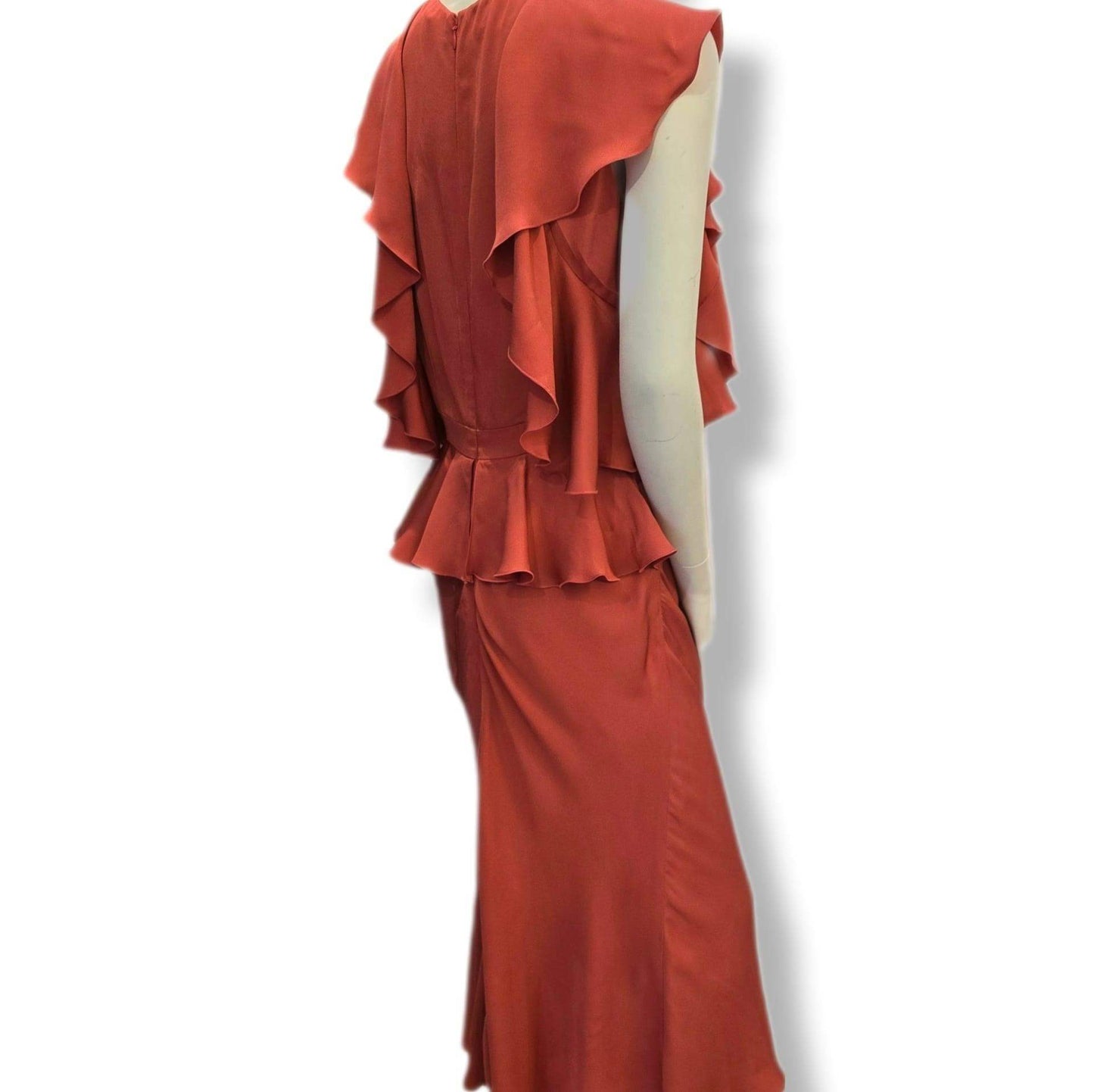 Alexander McQueen coral pink midi vintage dress size 10