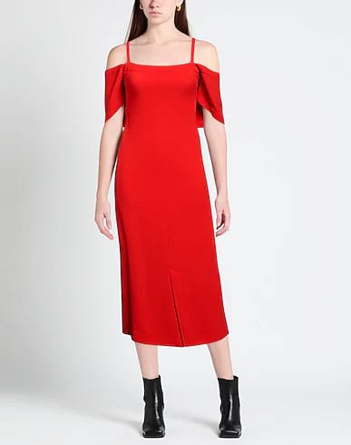 Victoria Beckham Off-Shoulder Bandeau Dress - Tomato (UK 8) (preloved)