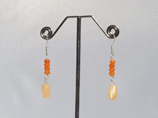 Touch of Gems: Orange quartzite and peach moonstone earrings - seven.streets - Liverpool