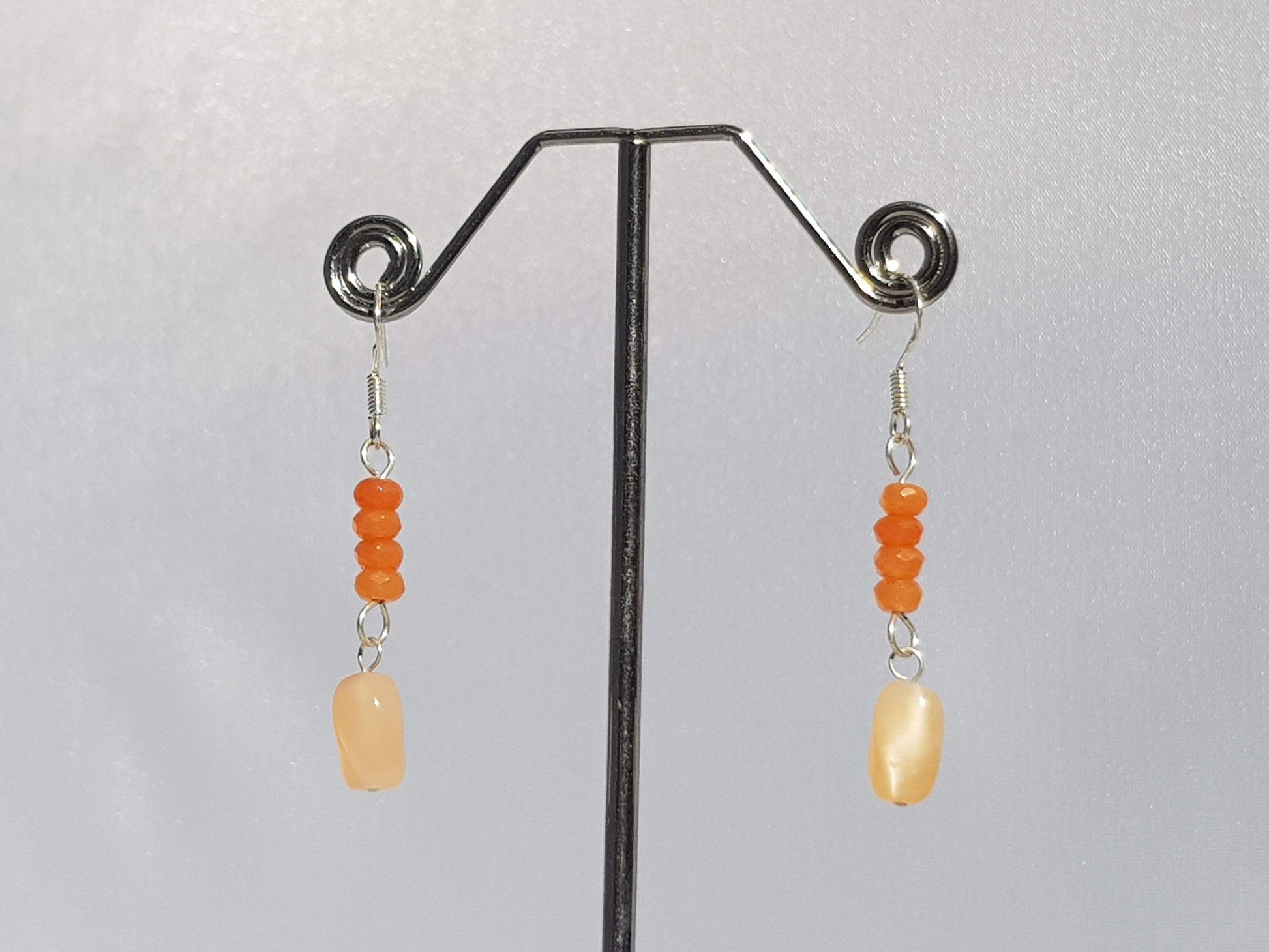 Touch of Gems: Orange quartzite and peach moonstone earrings - seven.streets - Liverpool