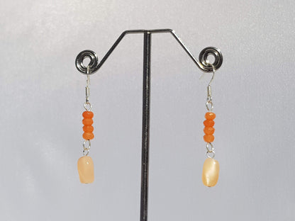 Touch of Gems: Orange quartzite and peach moonstone earrings - seven.streets - Liverpool