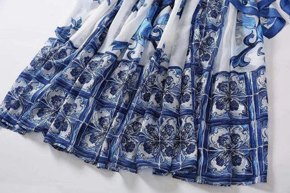 Floor length dress summer prints flare sleeve casual long party dress