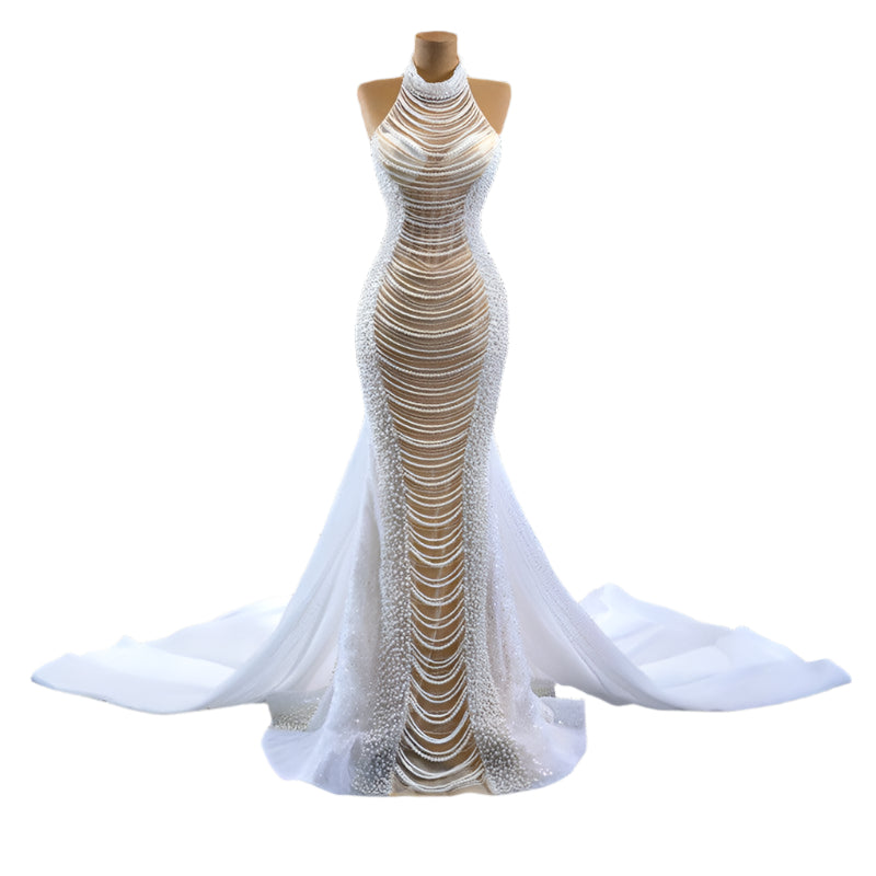 Halter Neck Mermaid Designer Dress Wedding, Prom Ball Gown