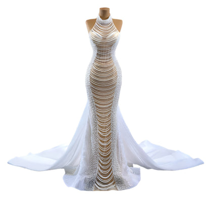 Halter Neck Mermaid Designer Dress Wedding, Prom Ball Gown