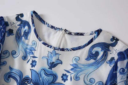 Floor length dress summer prints flare sleeve casual long party dress