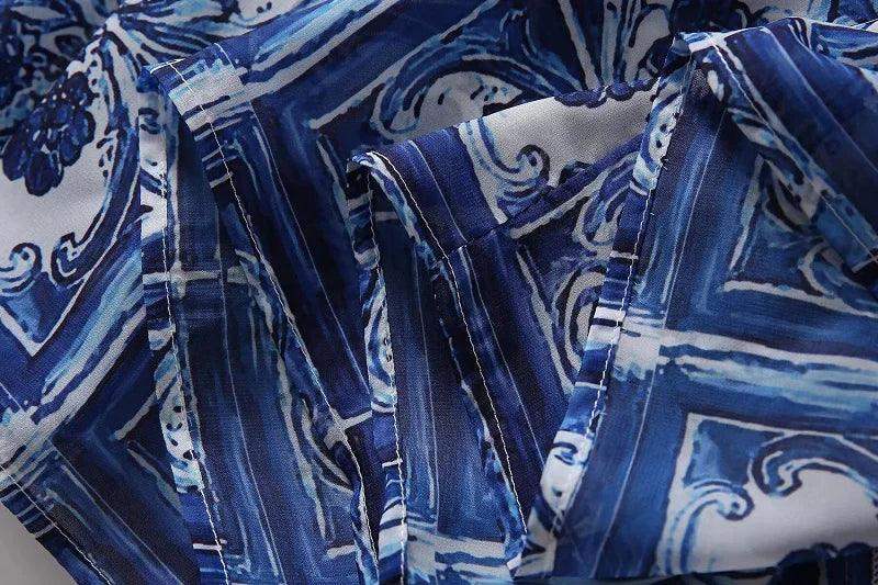 Floor length dress summer prints flare sleeve casual long party dress
