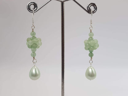 Touch of Gems: Green Aventurine & Shell Pearl Earrings - seven.streets - Liverpool