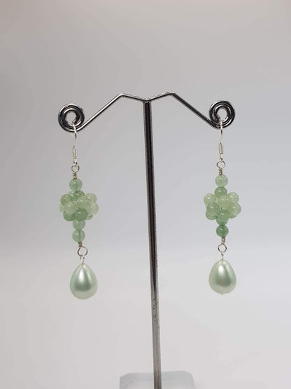 Touch of Gems: Green Aventurine & Shell Pearl Earrings - seven.streets - Liverpool