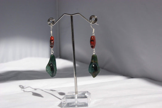 Touch of Gems: Mookite & Green Agate Lily Earrings - seven.streets - Liverpool