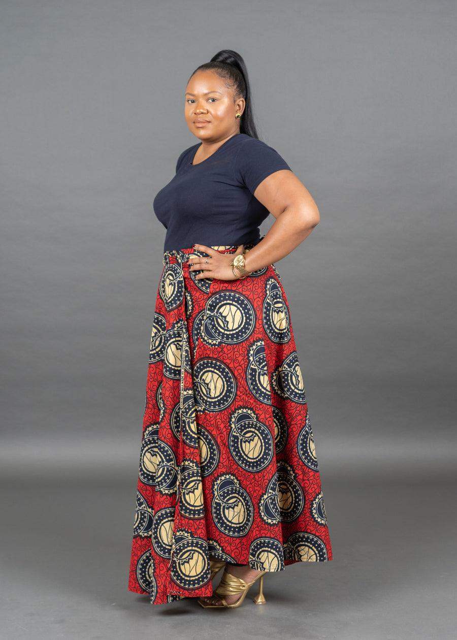 Multicoloured Ankara Print Maxi Wrap Skirt UK Size 4 - 14 - seven.streets - Liverpool