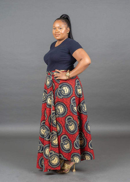 Multicoloured Ankara Print Maxi Wrap Skirt UK Size 4 - 14 - seven.streets - Liverpool